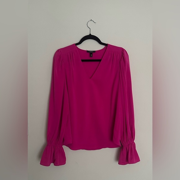 Aqua Vibrant Pink Blouse with Ruffle Details - Picture 5 of 11